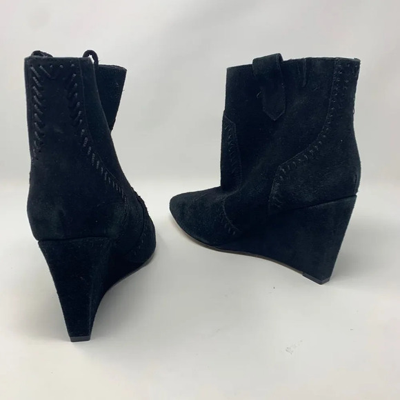 Rebecca Minkoff Bianca Wedge Booties Black Suede - Picture 9 of 12